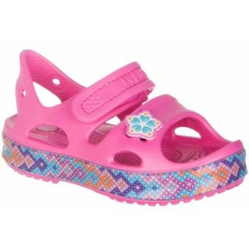 Пляжная обувь для девочки босоножки с огоньками фуксия ЭВА 82161-1 Капика/Kapika 